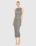 Embellished High Neck Sleeveless Column Dress