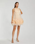 Pink Halter Neck Flowy Petal A Line Mini Dress