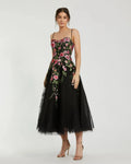 Slim Strap Sheer Bustier Embroidered Dress