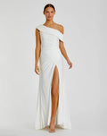 White Foldover Off-the-Shoulder Slit Gown - FINAL SALE