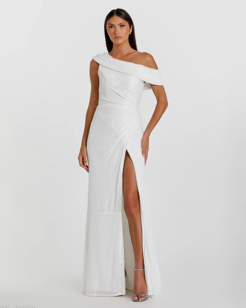 Sequined Drop Shoulder Gown