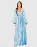 Long Sleeve Charmeuse Cut Out Gown