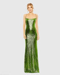 Metallic Corset Back Column Gown