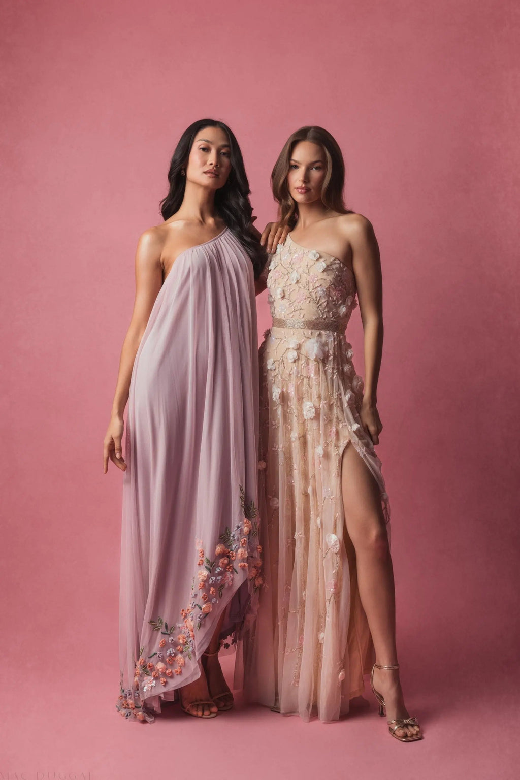 Purple One Shoulder Embellished Trapeze Gown