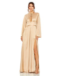 Charmeuse Soft Tie Keyhole Bell Sleeve Gown | Sample | Sz. 2