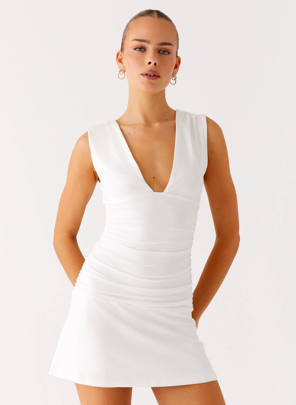 Cherry Sky Mini Dress - White