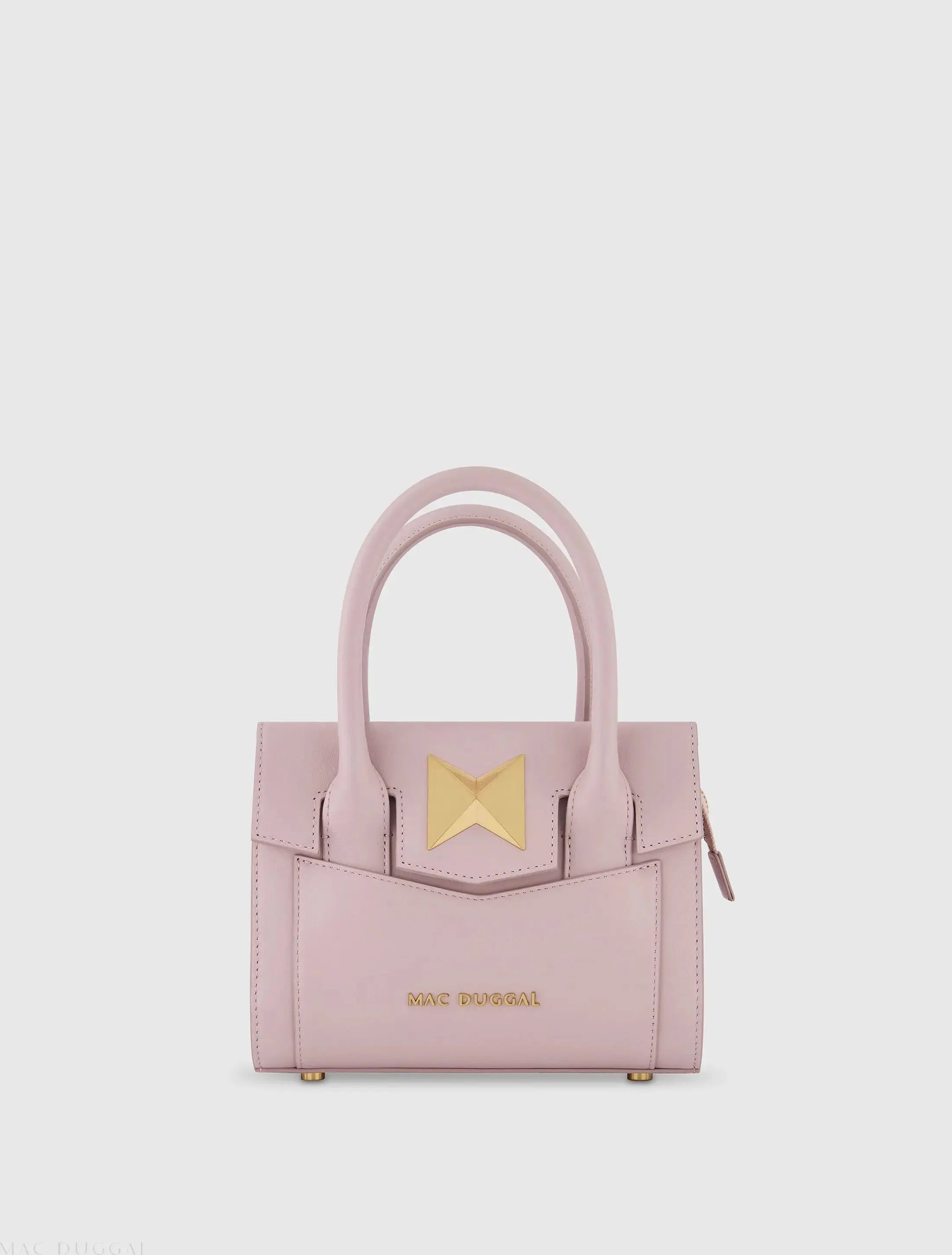 Purple Small Leather Tote Bag With Gold Hardware - FINAL SALE