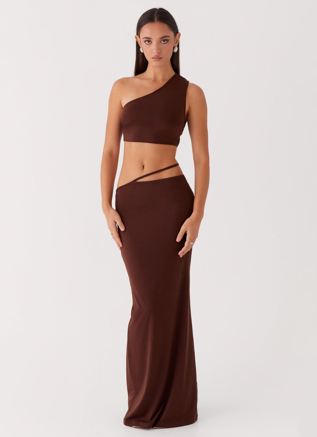 Like You Do Low Rise Maxi Skirt - Chocolate